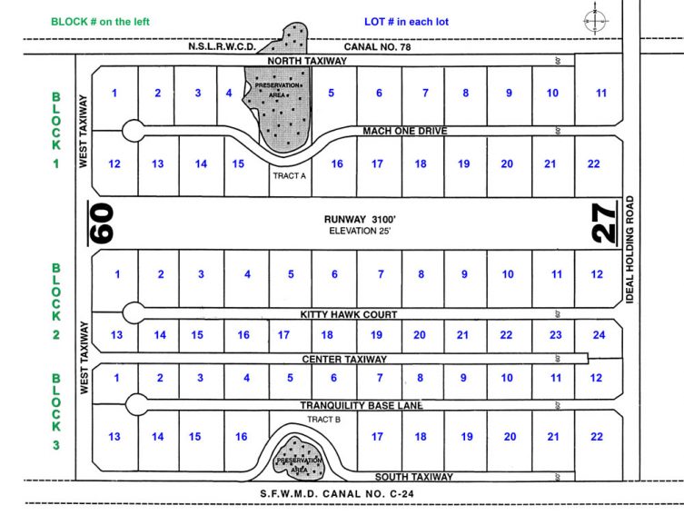 drawing of Aero Acres lots